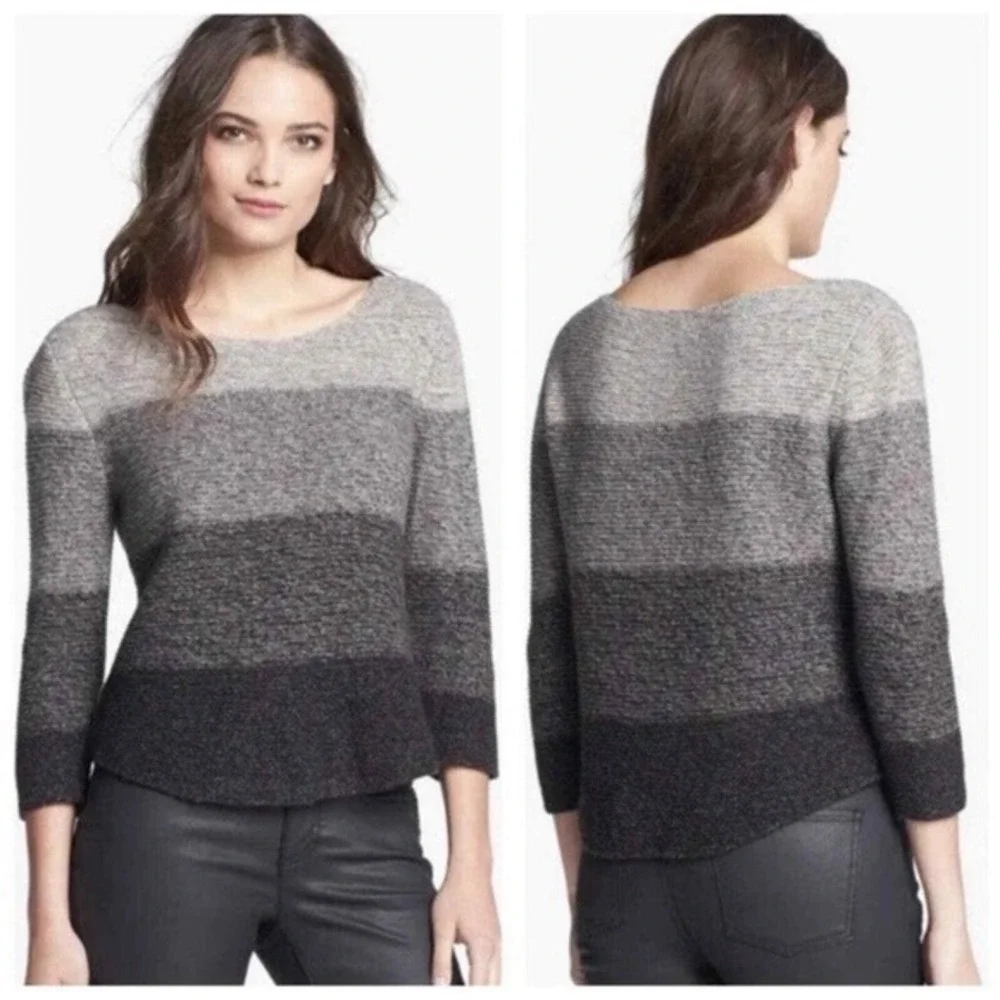 Eileen‎ Fisher thick wool silk sweater XL Thick super soft high quality Striped
